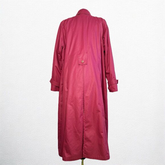 VTG London Fog Trench Coat *VINTAGE 80's* Womens 16 Burgundy Long Wool Liner - Picture 3 of 6
